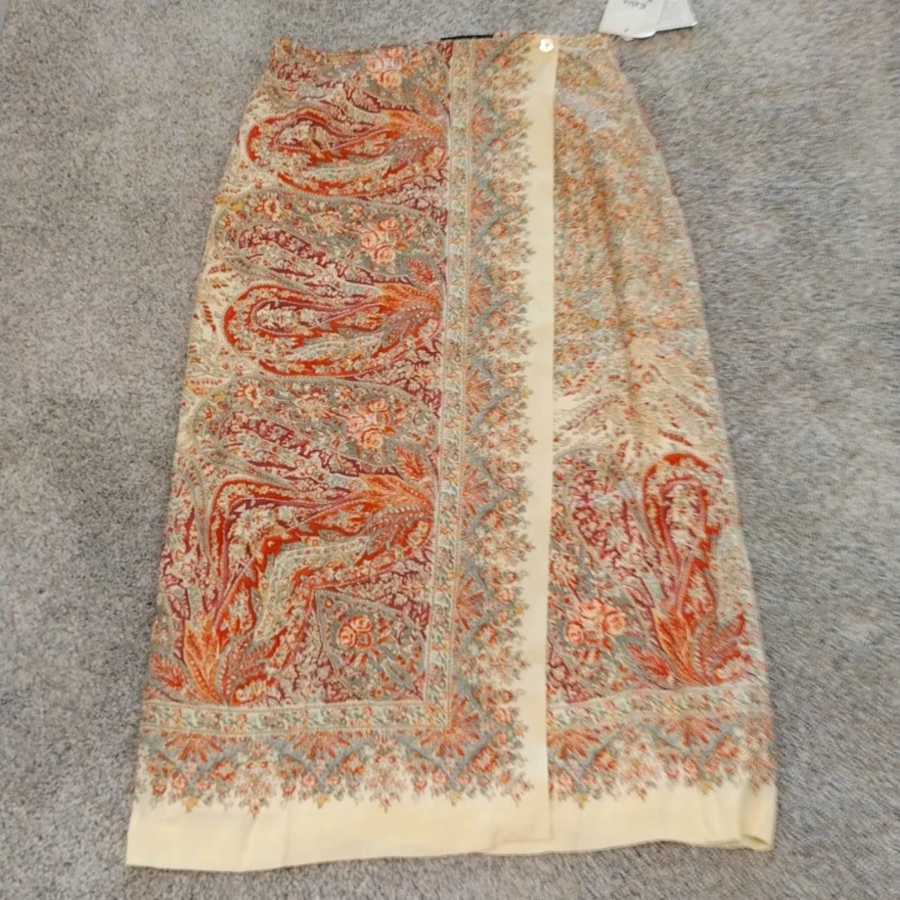 -Vintage Country Shop made in the USA earth tone true wrap lined midi skirt